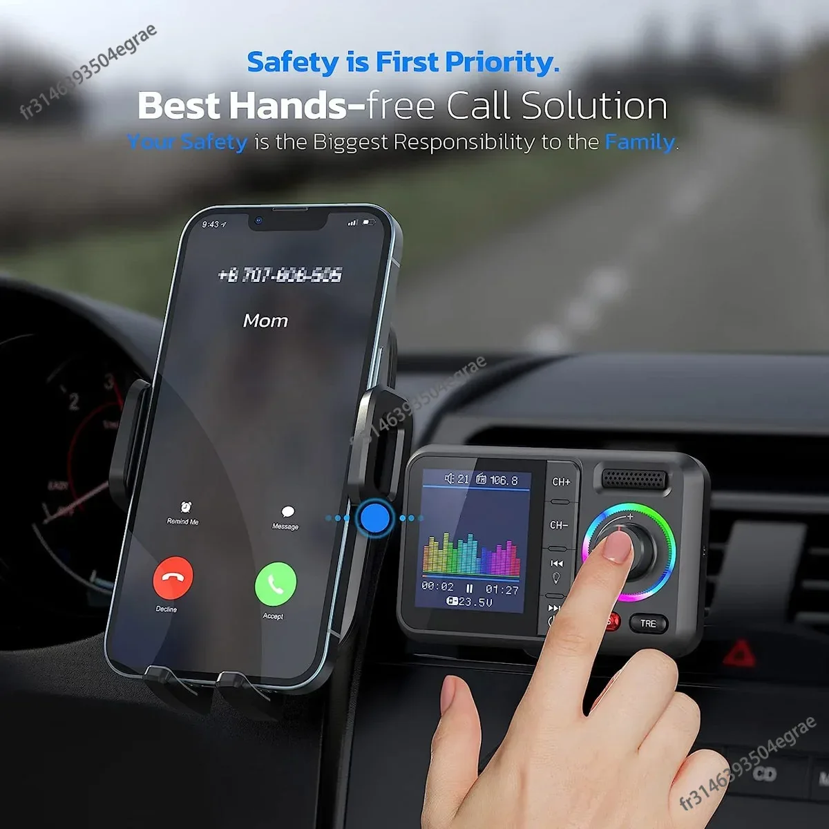 Audio Music Player - Wireless FM Transmitter with Big Color