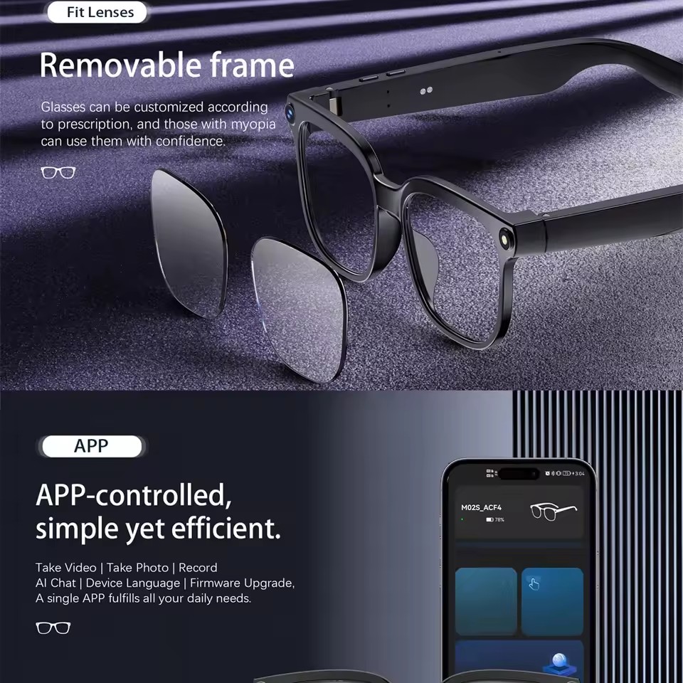 M02S AI Smart Glasses 8MP Came - Audio With Music Ai 评论和价格
