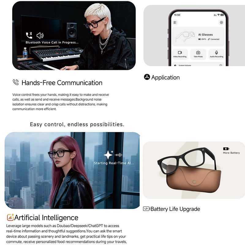 2026 AI smart Glasses HD 800W  - Audio Music Arabic 评论和价格