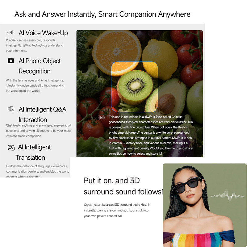 2026 AI smart Glasses HD 800W  - Audio Music Arabic 评论和价格