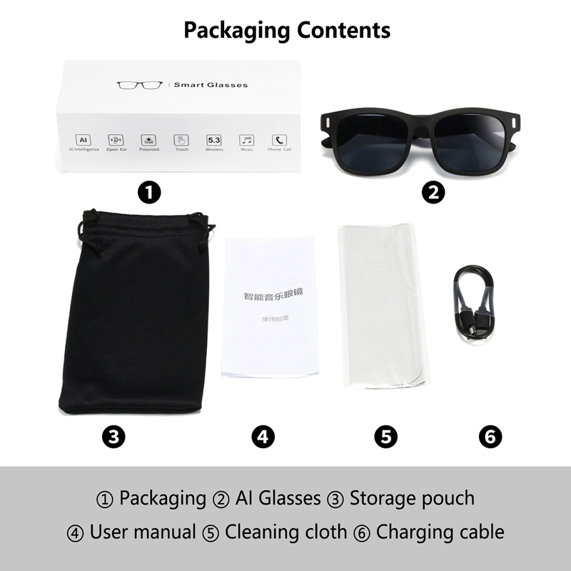 AI Intelligent Sunglasses Blue - Audio Music Arabic 评论和价格