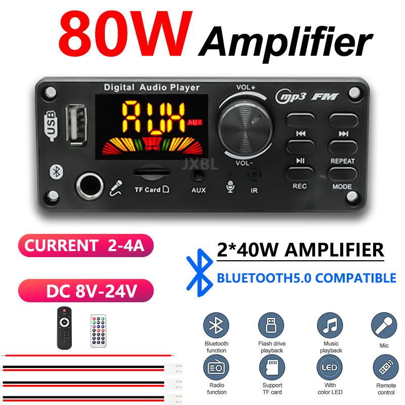 80W Bluetooth 5.0 MP3 Decoder  - Audio Music Player 评论和价格