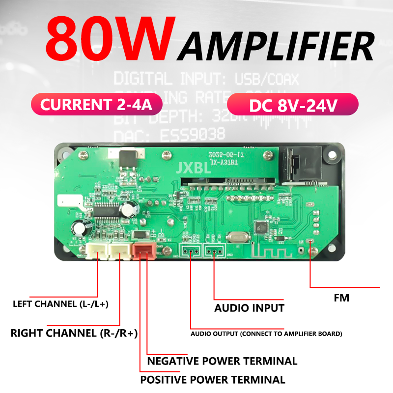 80W Bluetooth 5.0 MP3 Decoder  - Audio Music Player 评论和价格